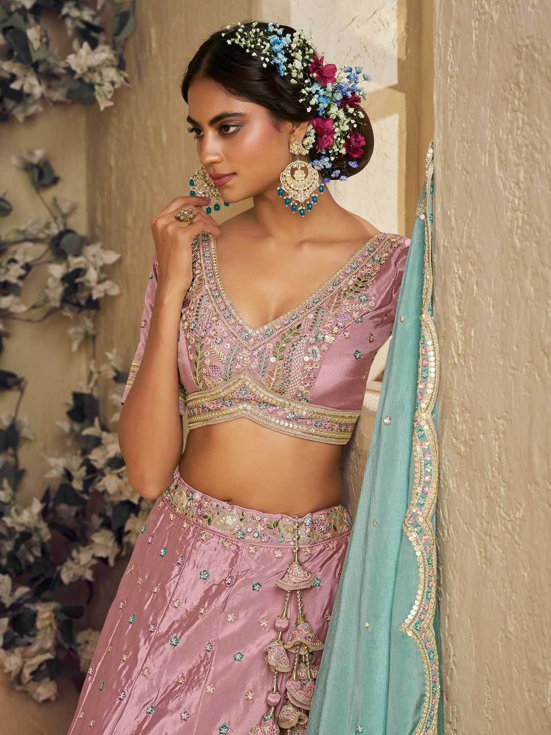 Satin Silk Designer Pink Lehenga - MYLUXURY LANE ENTERPRISE